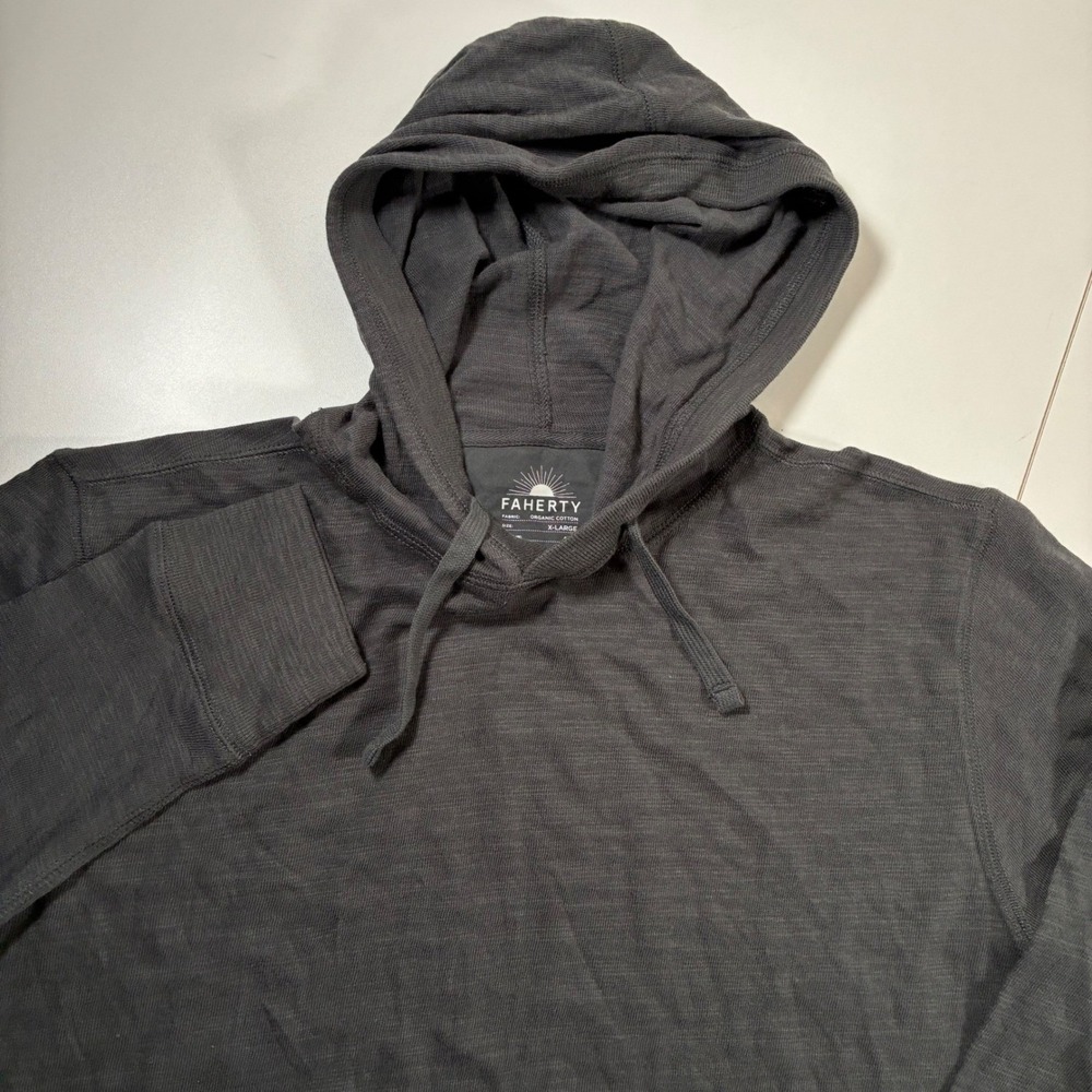 NEW Faherty Hoodie XL Gray Organic Cotton Slub Knit Pullover Lightweight